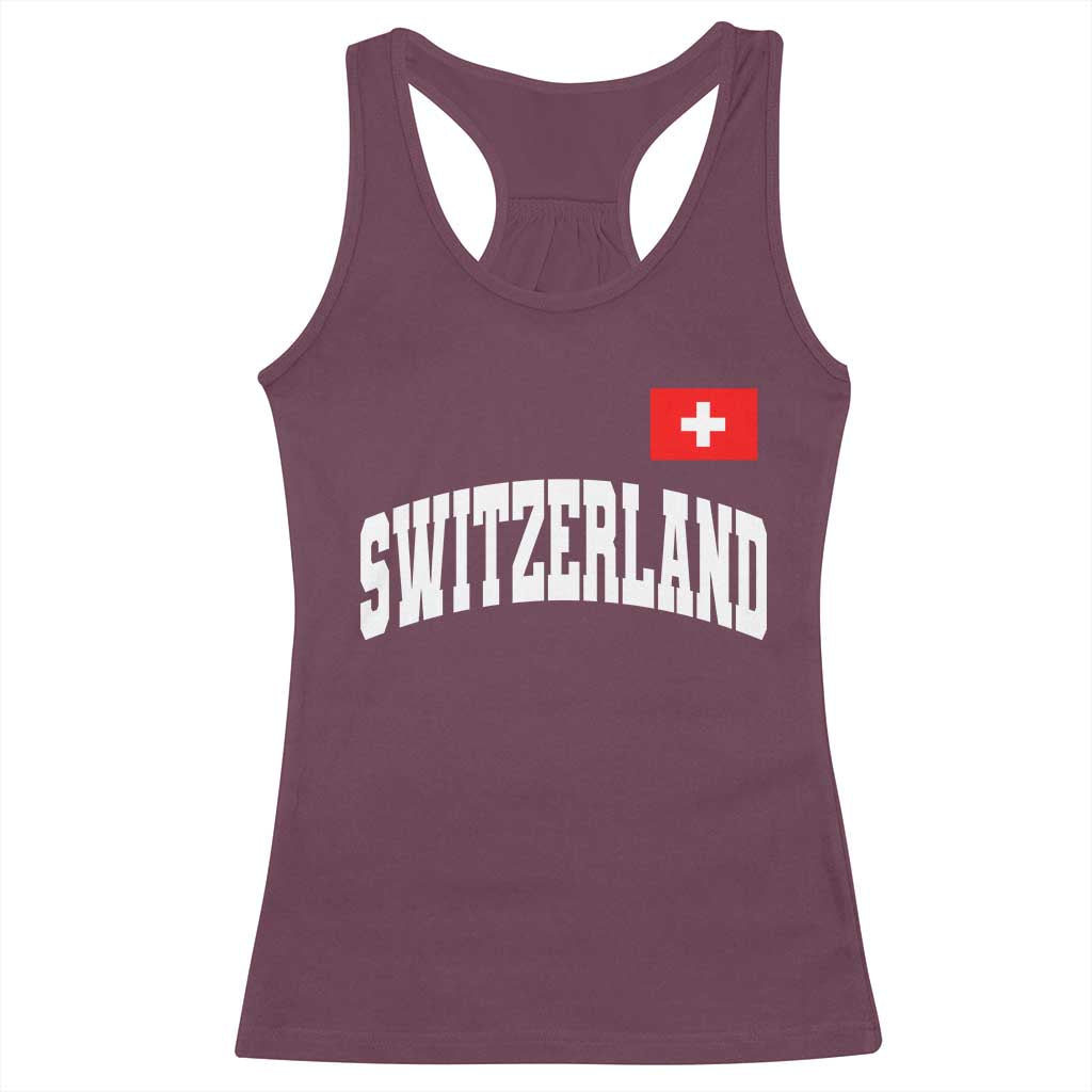 Switzerland Sports Throwback Design Racerback Tank Top Vintage Swiss Flag Soccer Jersey Style