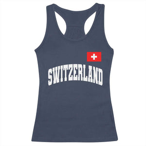 Switzerland Sports Throwback Design Racerback Tank Top Vintage Swiss Flag Soccer Jersey Style