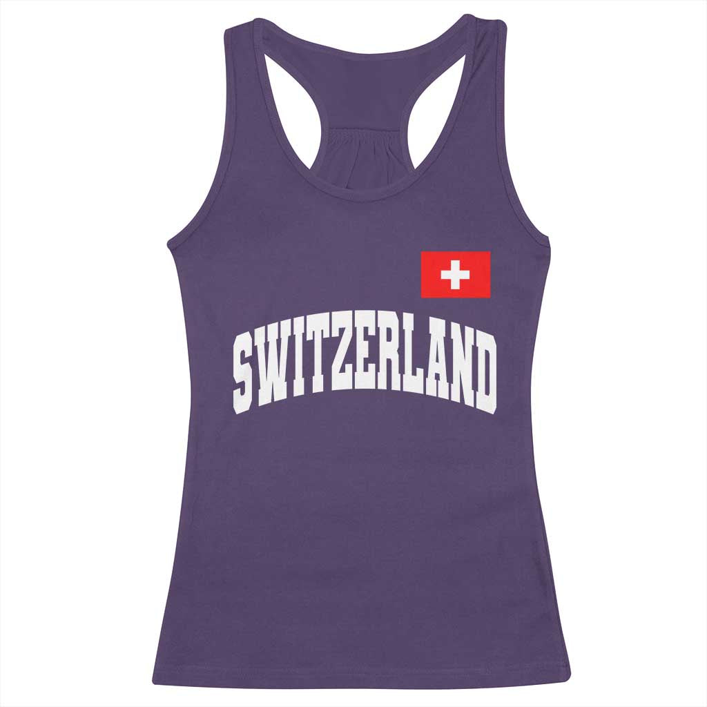 Switzerland Sports Throwback Design Racerback Tank Top Vintage Swiss Flag Soccer Jersey Style