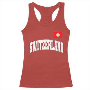 Switzerland Sports Throwback Design Racerback Tank Top Vintage Swiss Flag Soccer Jersey Style