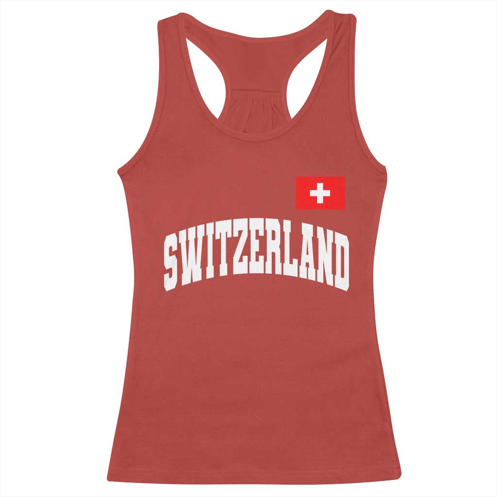 Switzerland Sports Throwback Design Racerback Tank Top Vintage Swiss Flag Soccer Jersey Style TS11 Red Print Your Wear