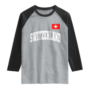 Switzerland Sports Throwback Design Raglan Shirt Vintage Swiss Flag Soccer Jersey Style