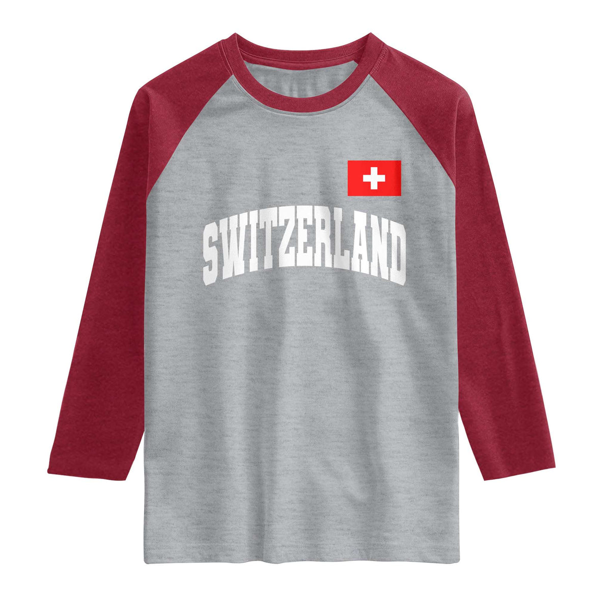 Switzerland Sports Throwback Design Raglan Shirt Vintage Swiss Flag Soccer Jersey Style