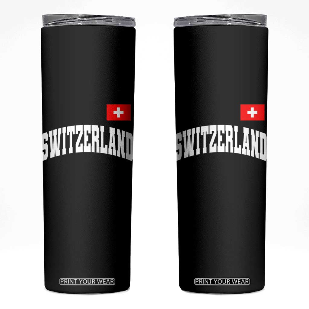 Switzerland Sports Throwback Design Skinny Tumbler Vintage Swiss Flag Soccer Jersey Style