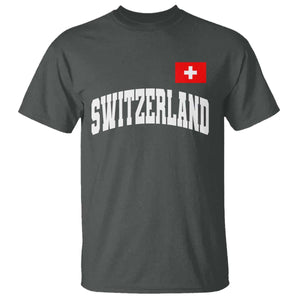 Switzerland Sports Throwback Design T Shirt Vintage Swiss Flag Soccer Jersey Style