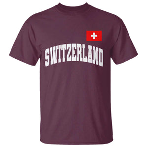 Switzerland Sports Throwback Design T Shirt Vintage Swiss Flag Soccer Jersey Style