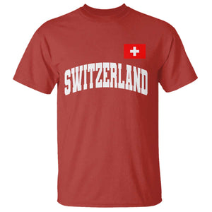 Switzerland Sports Throwback Design T Shirt Vintage Swiss Flag Soccer Jersey Style