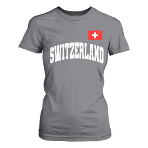 Switzerland Sports Throwback Design T Shirt For Women Vintage Swiss Flag Soccer Jersey Style