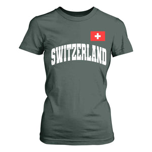 Switzerland Sports Throwback Design T Shirt For Women Vintage Swiss Flag Soccer Jersey Style