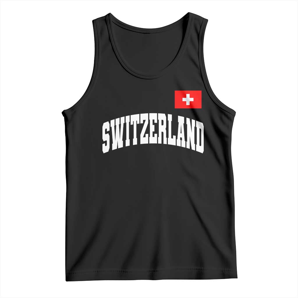 Switzerland Sports Throwback Design Tank Top Vintage Swiss Flag Soccer Jersey Style TS11 Black Print Your Wear
