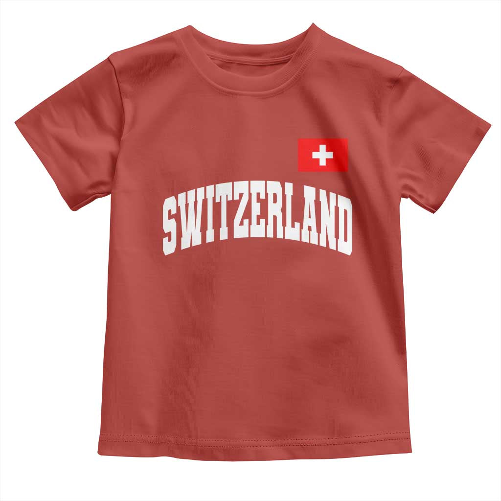Switzerland Sports Throwback Design Toddler T Shirt Vintage Swiss Flag Soccer Jersey Style