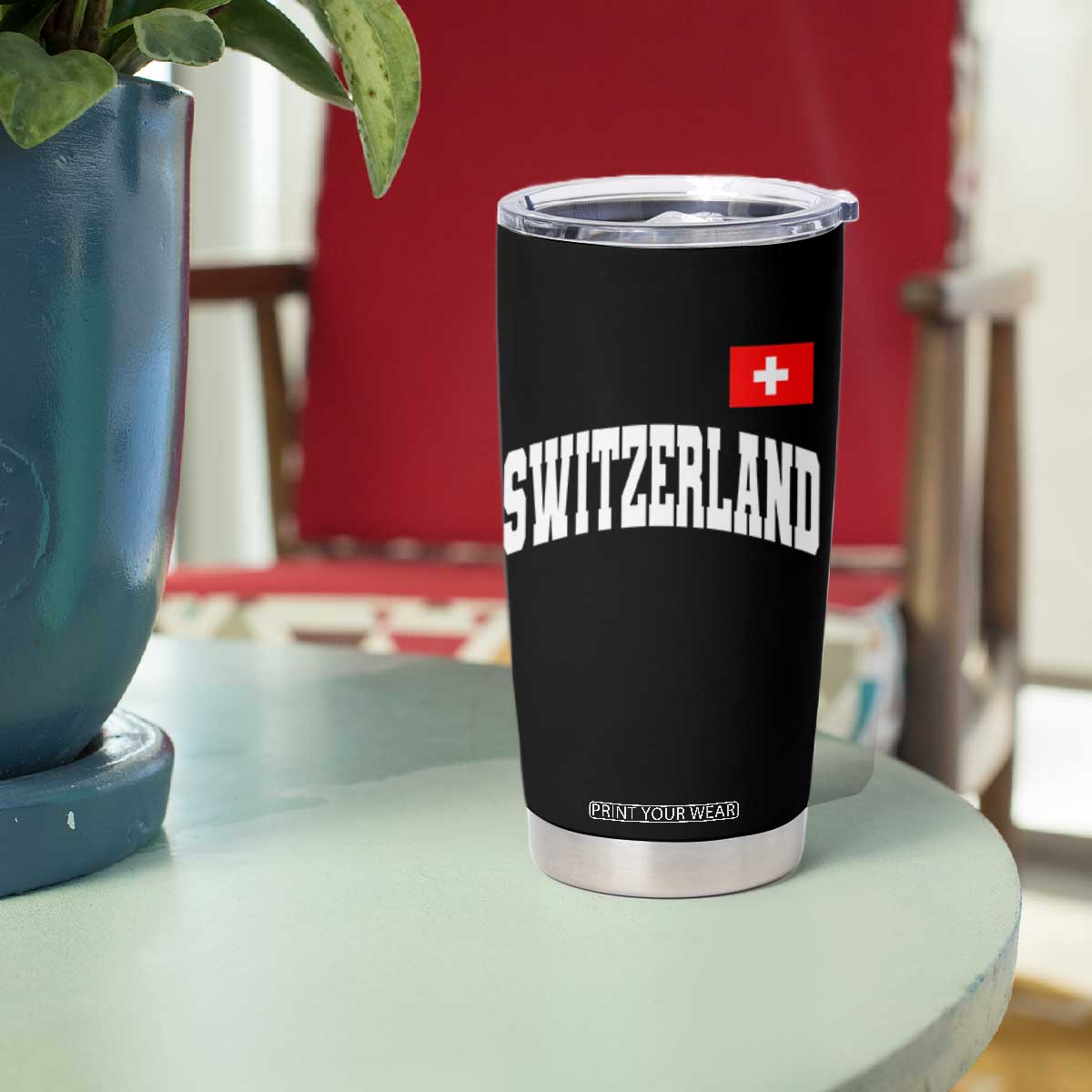 Switzerland Sports Throwback Design Tumbler Cup Vintage Swiss Flag Soccer Jersey Style
