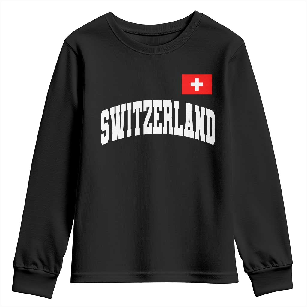 Switzerland Sports Throwback Design Youth Sweatshirt Vintage Swiss Flag Soccer Jersey Style