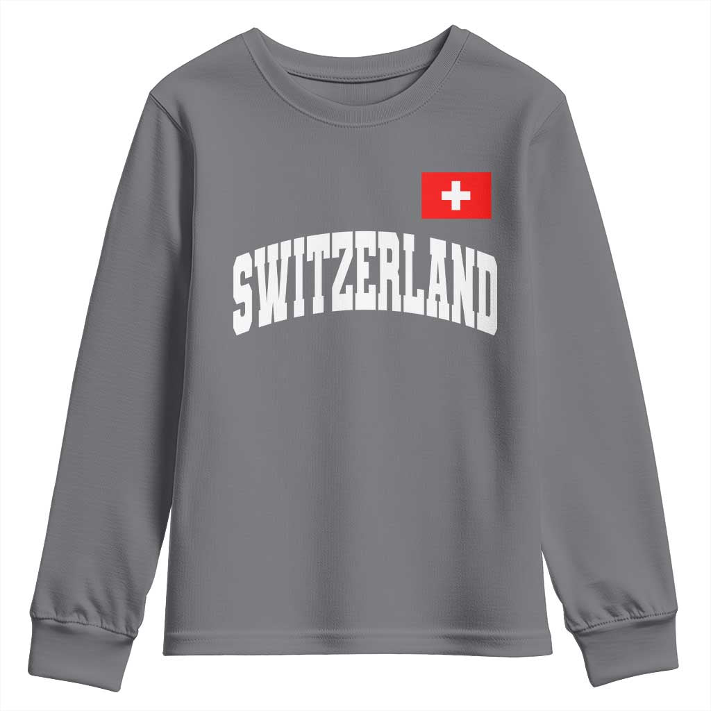 Switzerland Sports Throwback Design Youth Sweatshirt Vintage Swiss Flag Soccer Jersey Style