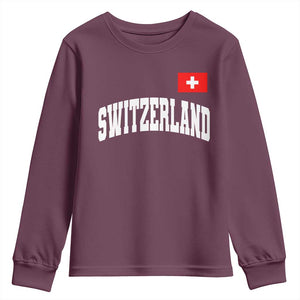 Switzerland Sports Throwback Design Youth Sweatshirt Vintage Swiss Flag Soccer Jersey Style