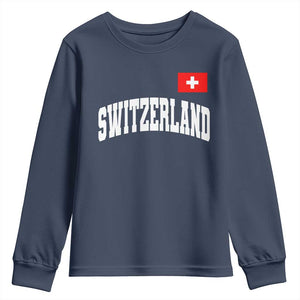 Switzerland Sports Throwback Design Youth Sweatshirt Vintage Swiss Flag Soccer Jersey Style
