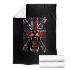 Union Jack Flag Lion Face UK British Great Britain Throw Blanket