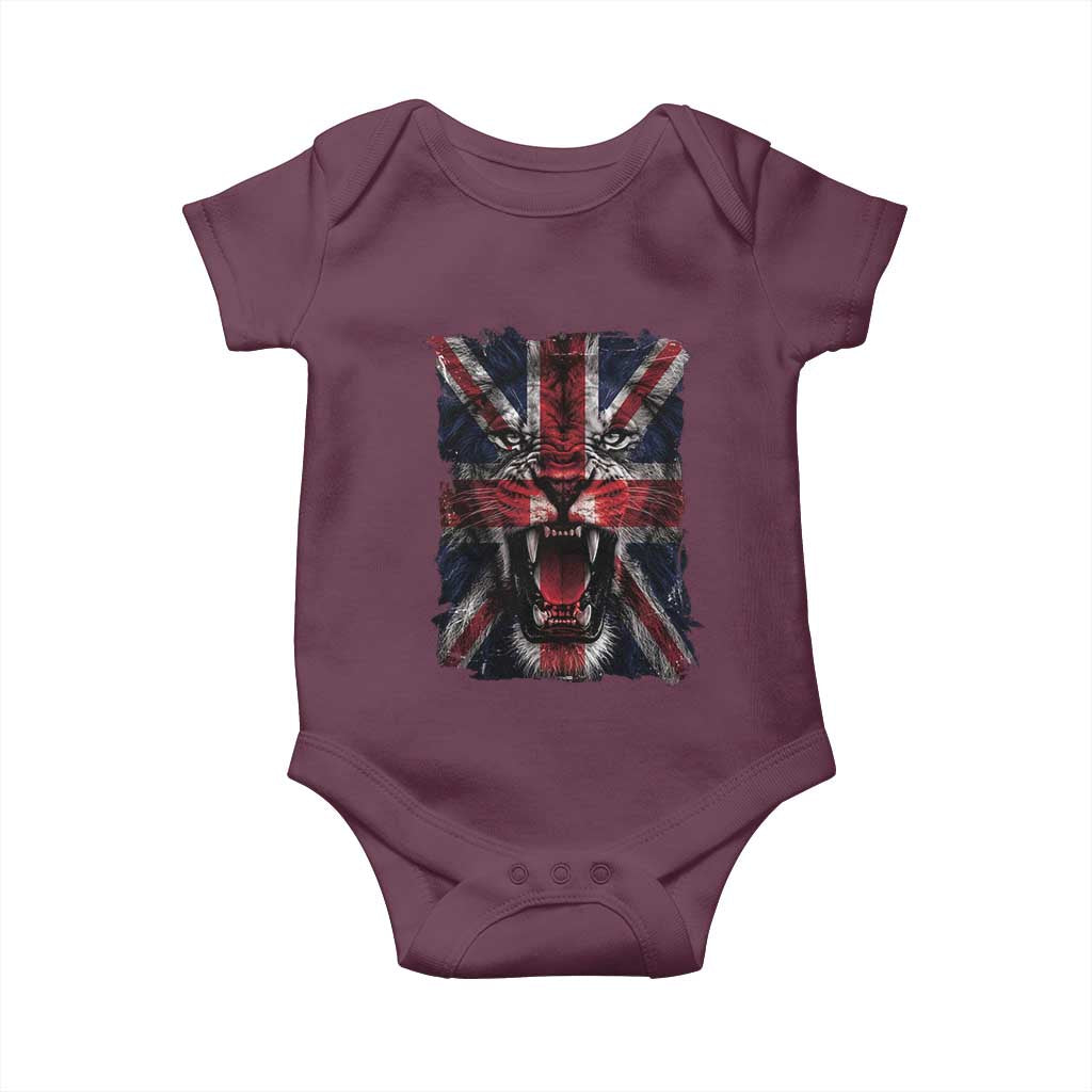 Union Jack Flag Lion Face UK British Great Britain Baby Onesie