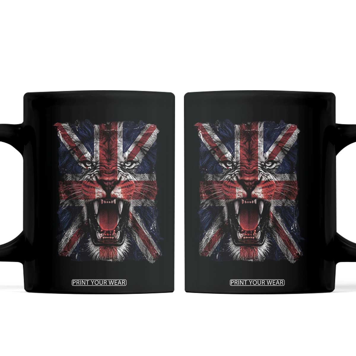 Union Jack Flag Lion Face UK British Great Britain Coffee Mug