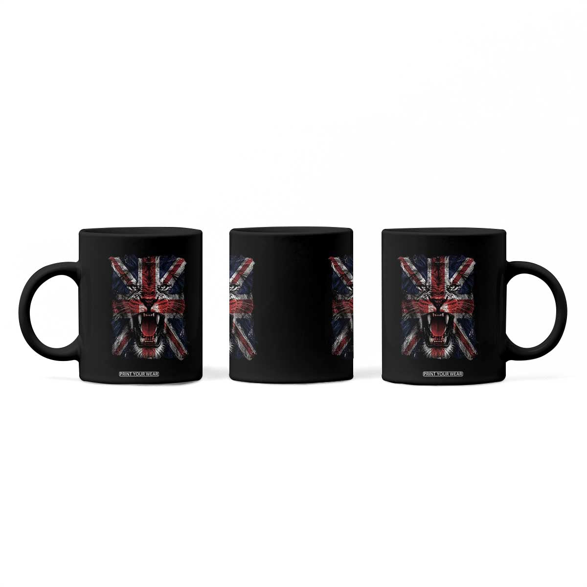 Union Jack Flag Lion Face UK British Great Britain Coffee Mug