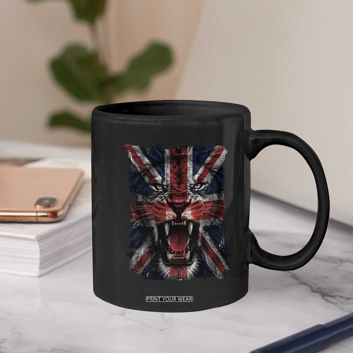 Union Jack Flag Lion Face UK British Great Britain Coffee Mug
