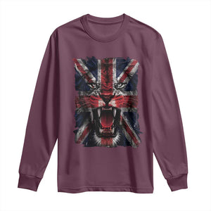 Union Jack Flag Lion Face UK British Great Britain Long Sleeve Shirt