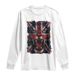 Union Jack Flag Lion Face UK British Great Britain Long Sleeve Shirt