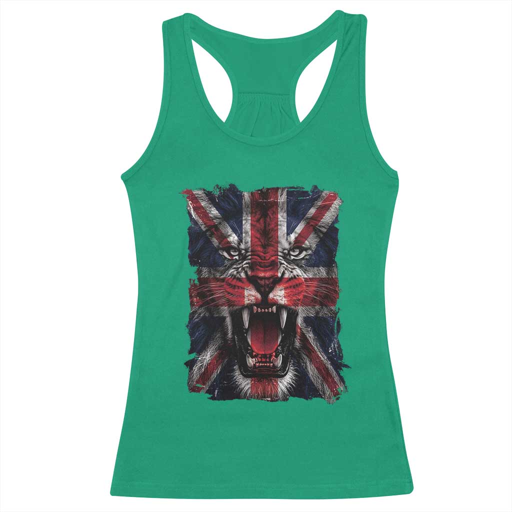 Union Jack Flag Lion Face UK British Great Britain Racerback Tank Top