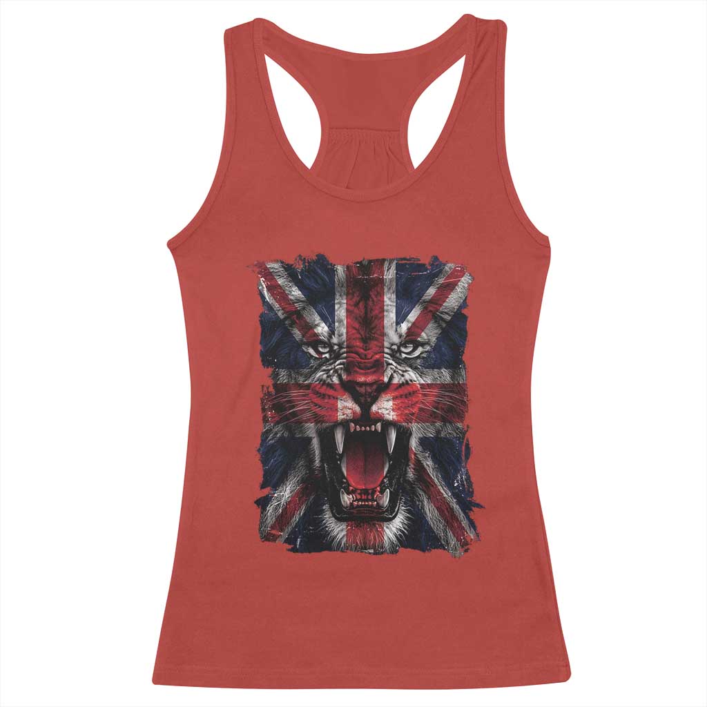Union Jack Flag Lion Face UK British Great Britain Racerback Tank Top