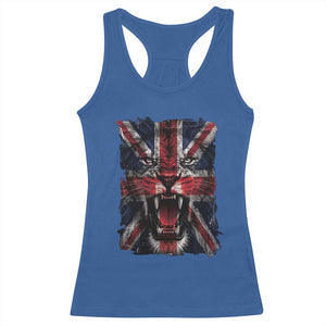 Union Jack Flag Lion Face UK British Great Britain Racerback Tank Top