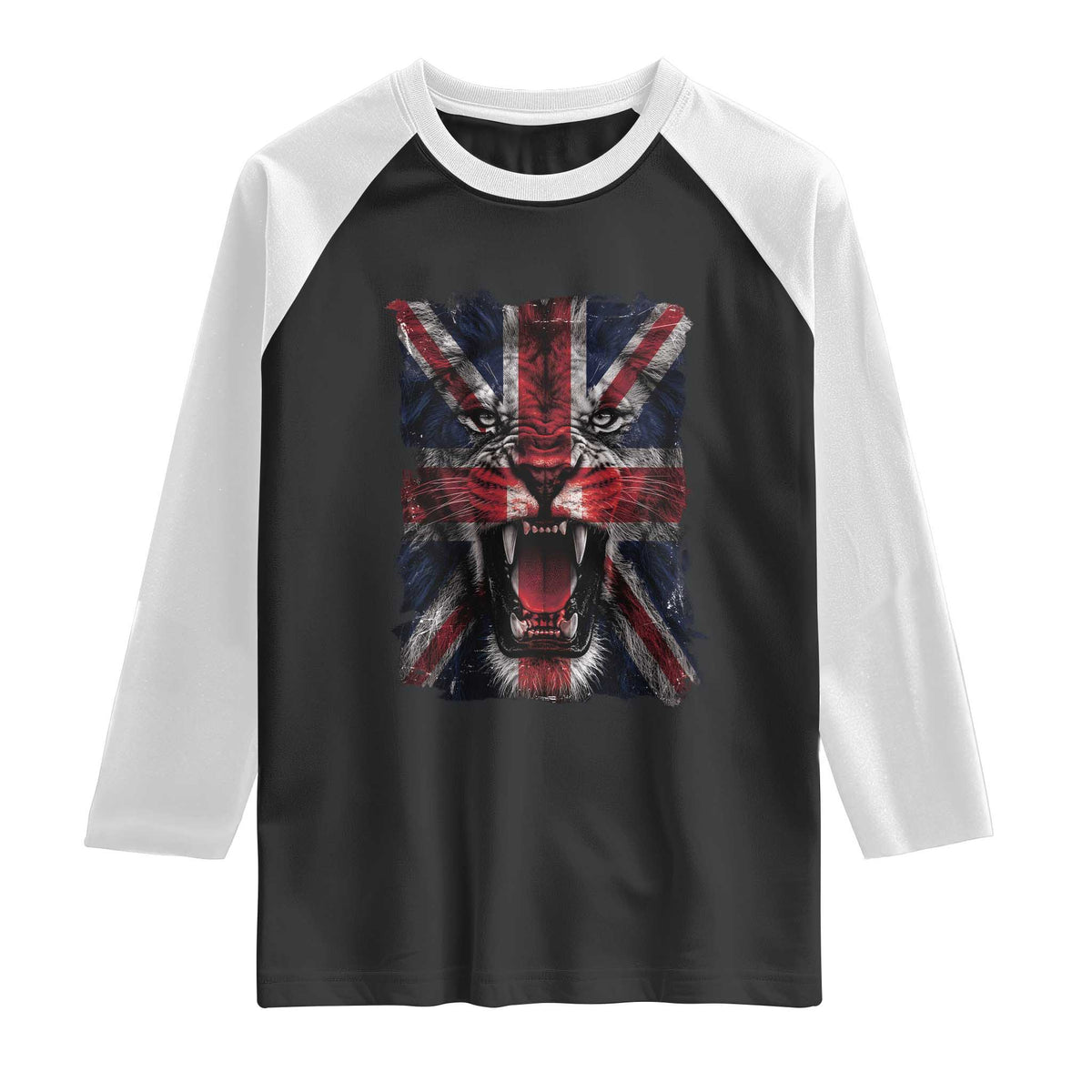 Union Jack Flag Lion Face UK British Great Britain Raglan Shirt