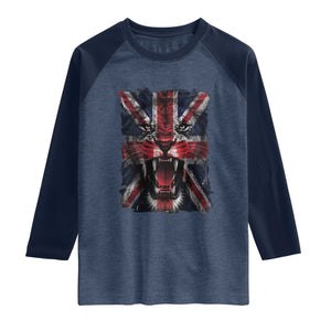 Union Jack Flag Lion Face UK British Great Britain Raglan Shirt