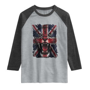 Union Jack Flag Lion Face UK British Great Britain Raglan Shirt