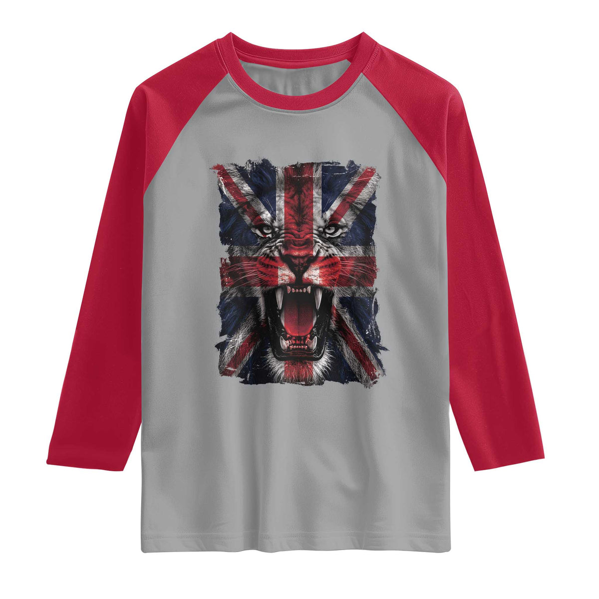 Union Jack Flag Lion Face UK British Great Britain Raglan Shirt