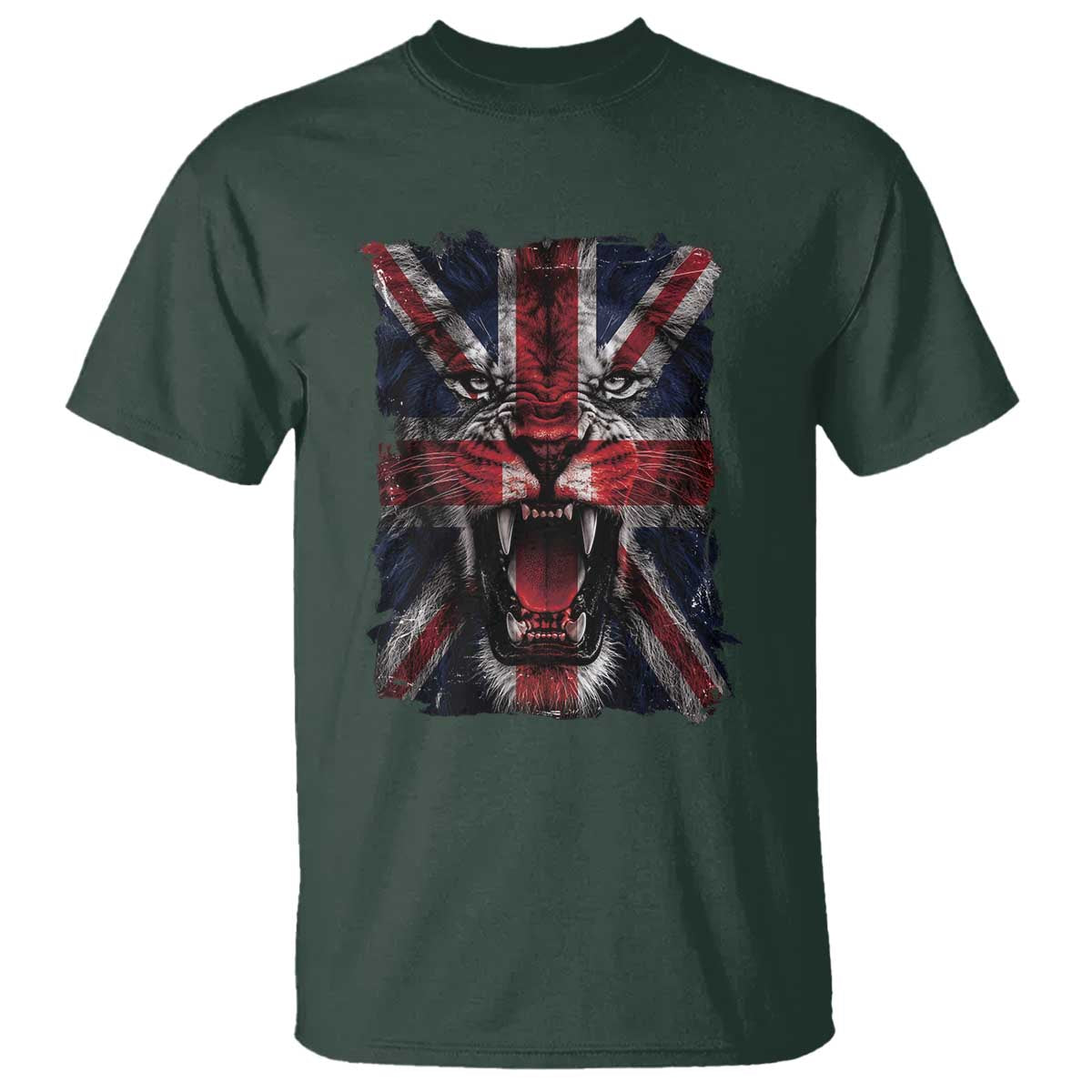 Union Jack Flag Lion Face UK British Great Britain T Shirt