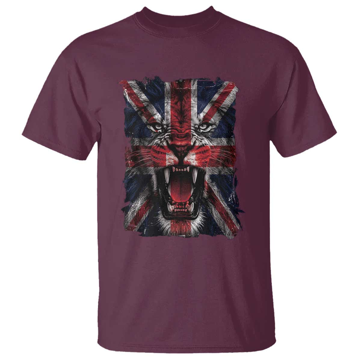 Union Jack Flag Lion Face UK British Great Britain T Shirt