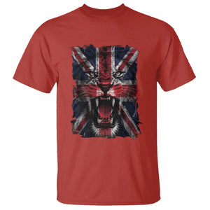 Union Jack Flag Lion Face UK British Great Britain T Shirt