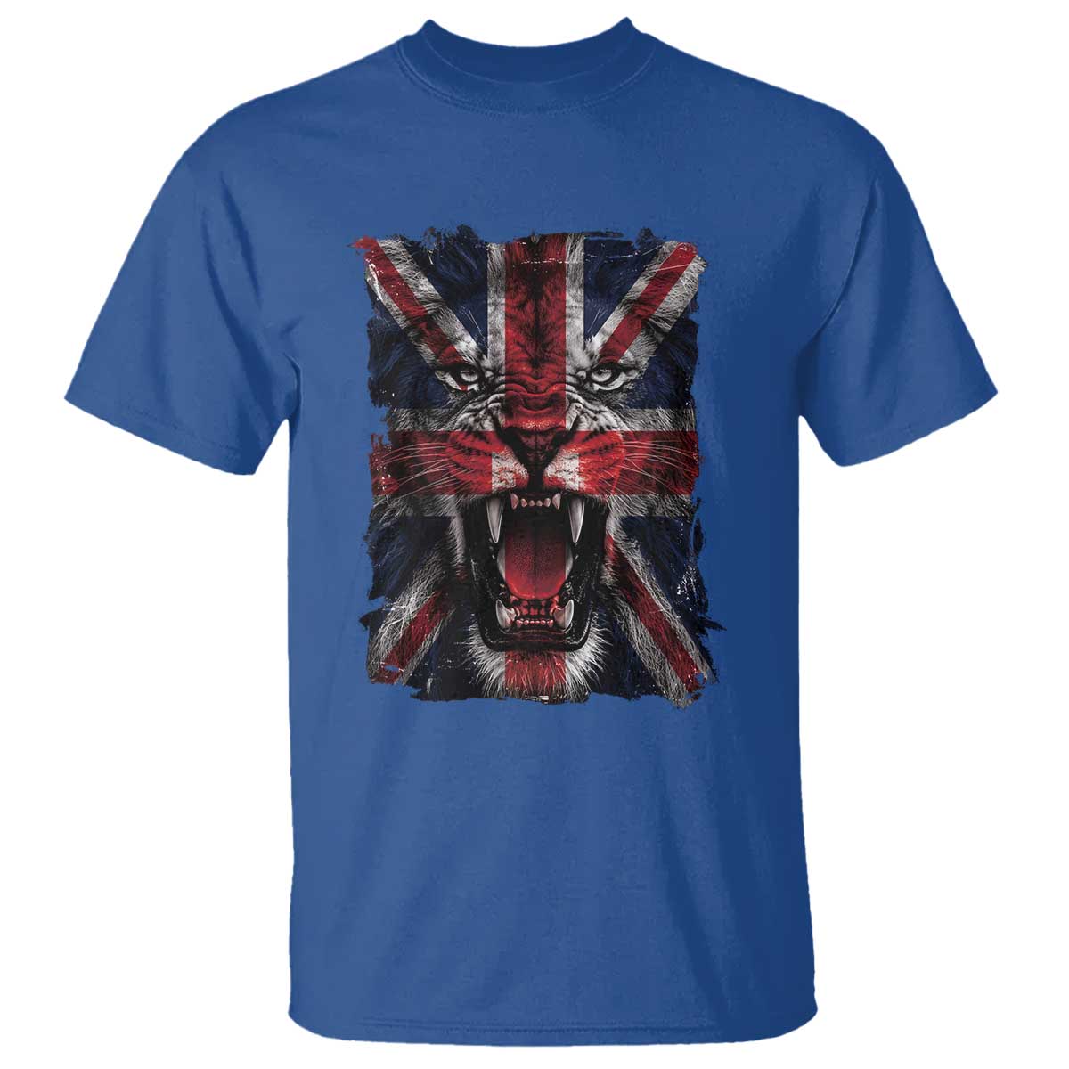 Union Jack Flag Lion Face UK British Great Britain T Shirt