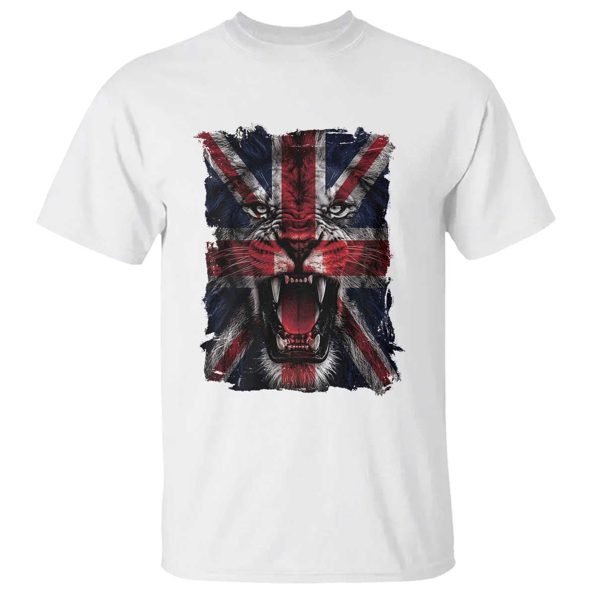 Union Jack Flag Lion Face UK British Great Britain T Shirt