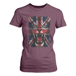 Union Jack Flag Lion Face UK British Great Britain T Shirt For Women