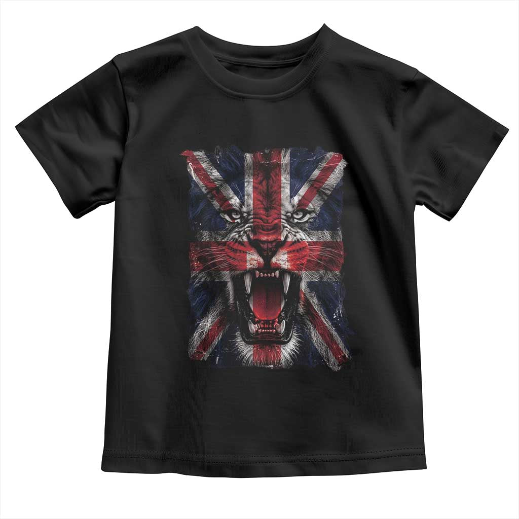 Union Jack Flag Lion Face UK British Great Britain Toddler T Shirt TS11 Black Print Your Wear