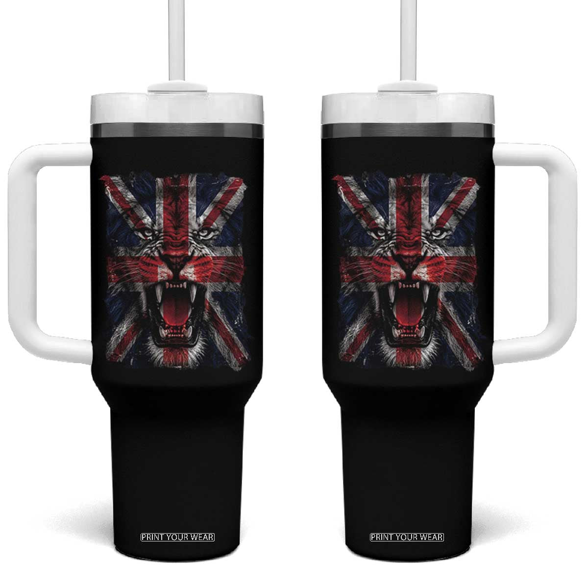 Union Jack Flag Lion Face UK British Great Britain Tumbler With Handle