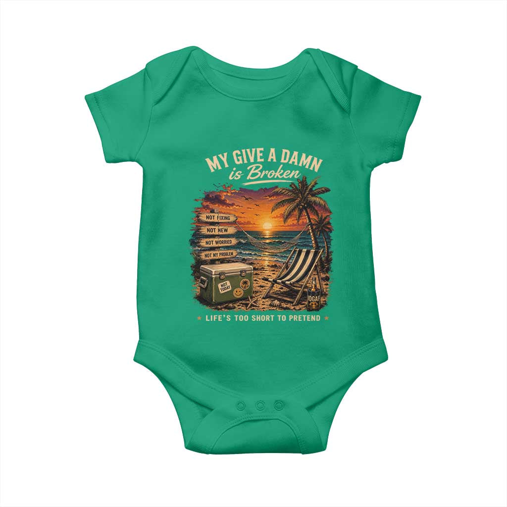 My Give A Damn is Broken Lifes Too Short to Pretend Baby Onesie Funny Old Man Quote