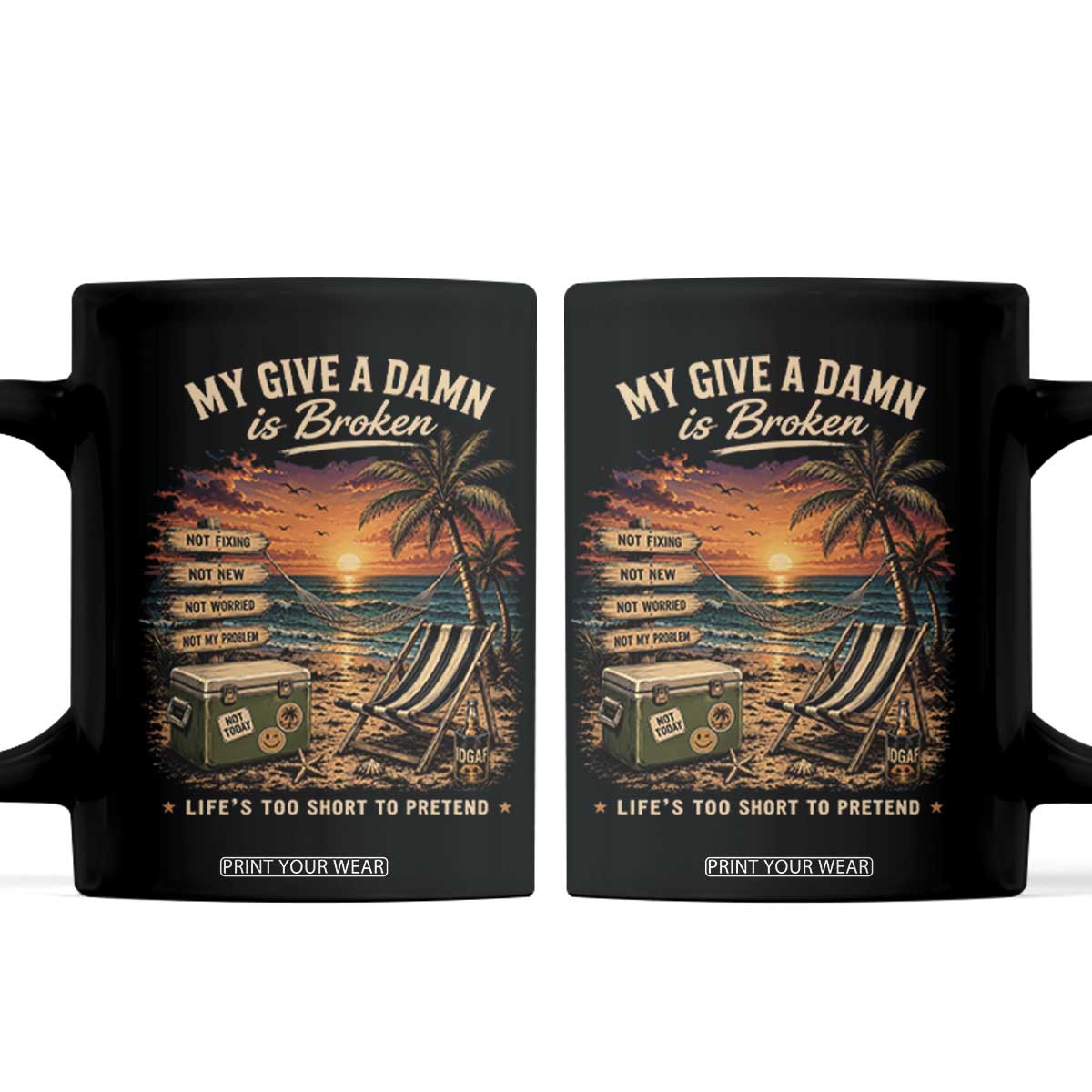 My Give A Damn is Broken Lifes Too Short to Pretend Coffee Mug Funny Old Man Quote