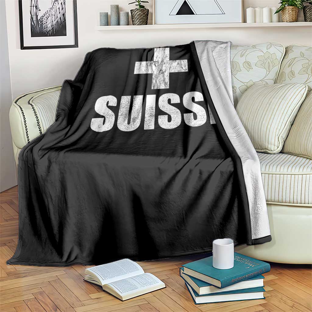 Suisse Swiss French Vintage Cross Flag Switzerland Roots Throw Blanket