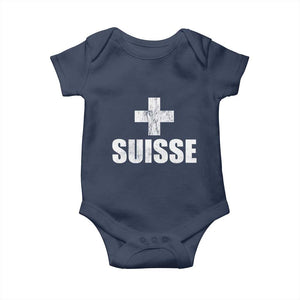 Suisse Swiss French Vintage Cross Flag Switzerland Roots Baby Onesie