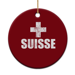 Suisse Swiss French Vintage Cross Flag Switzerland Roots Ceramic Ornament