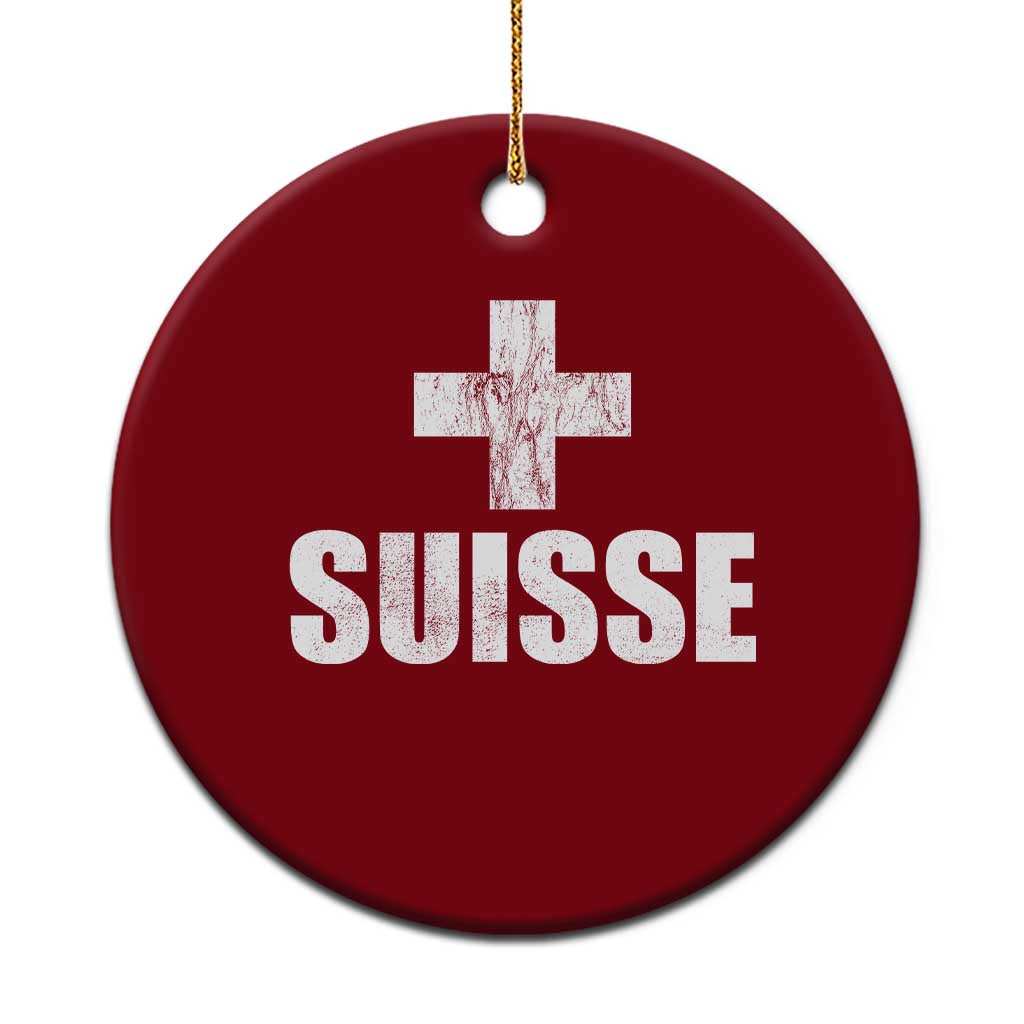 Suisse Swiss French Vintage Cross Flag Switzerland Roots Ceramic Ornament TS11 1pc Red Print Your Wear