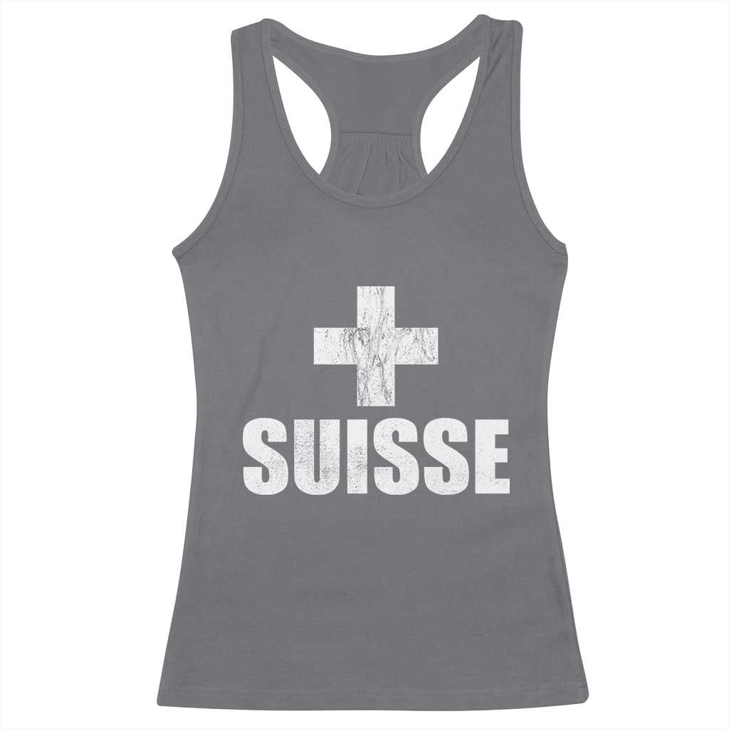 Suisse Swiss French Vintage Cross Flag Switzerland Roots Racerback Tank Top