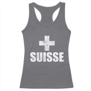 Suisse Swiss French Vintage Cross Flag Switzerland Roots Racerback Tank Top